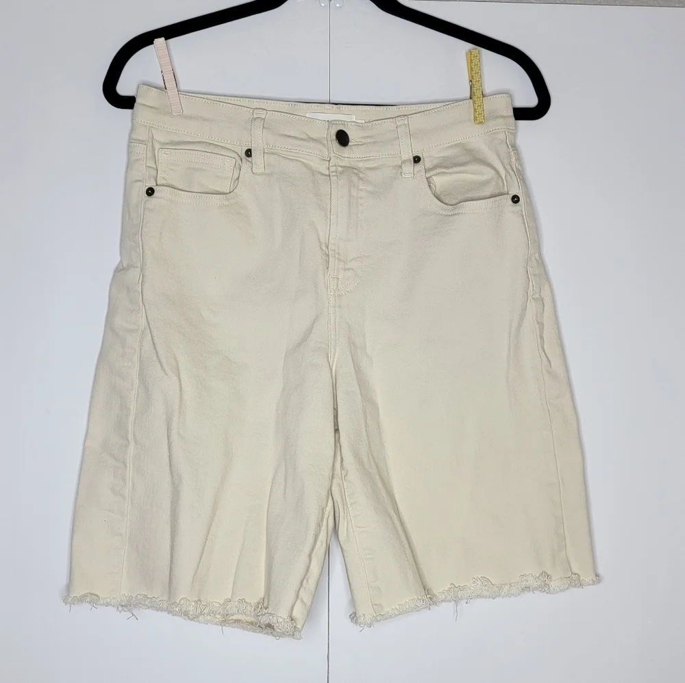 Böhme Cream Denim Cutoff Shorts Women Size 28 Raw Hem